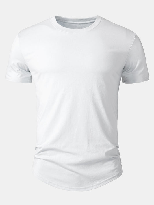 Basic Cotton Arc Hem T-Shirt