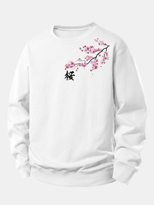 Cherry Blossoms Print Relax Fit Sweatshirt