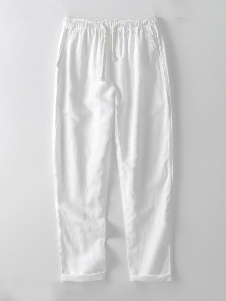 Geometric Jacquard Button Up Shirt & Straight Leg Linen Pants