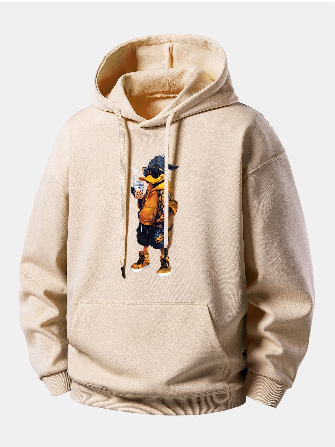 Cartoon Duck Print Relax Fit Hoodie