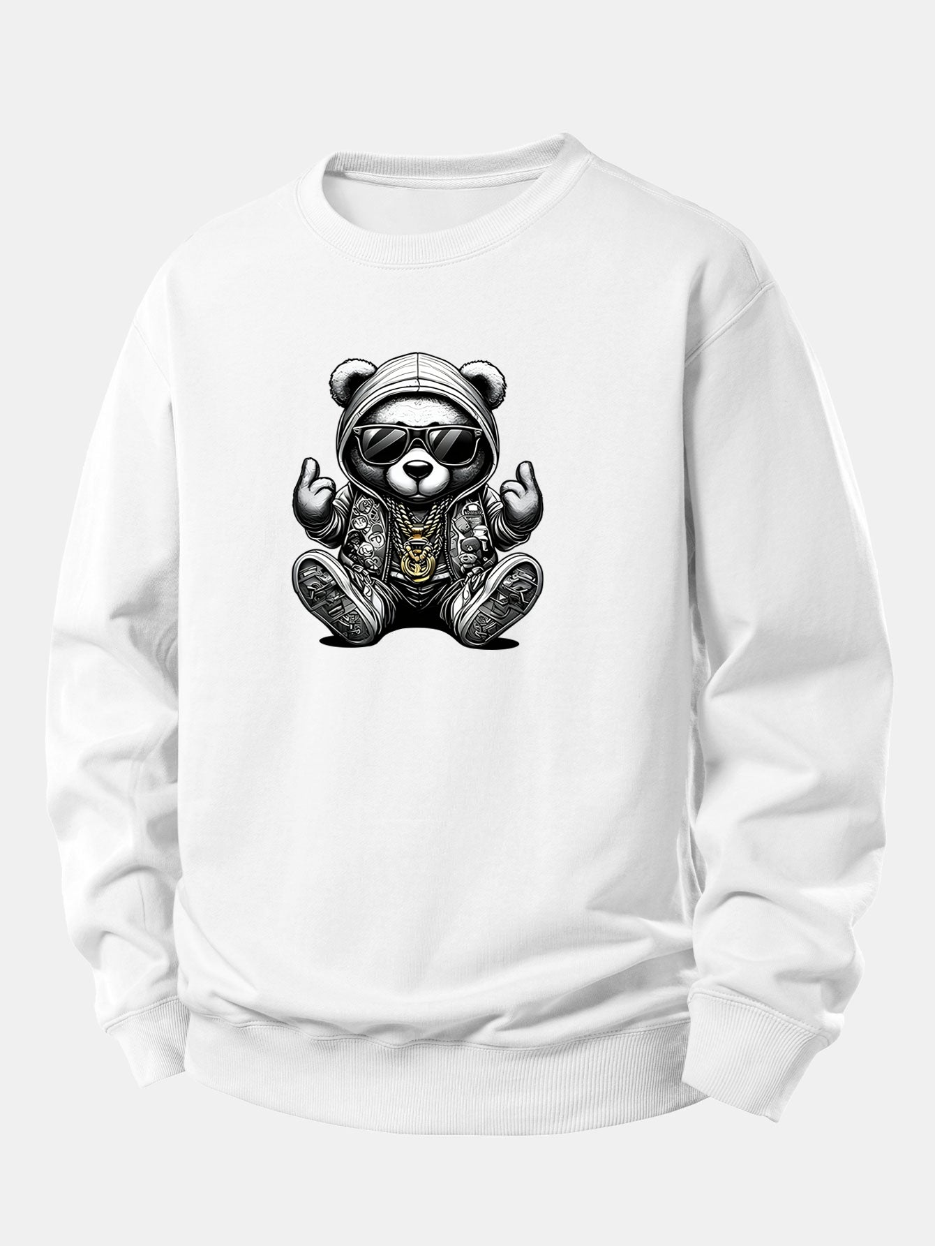 Hip Hop Bear Print Relax Fit Sweatshirt