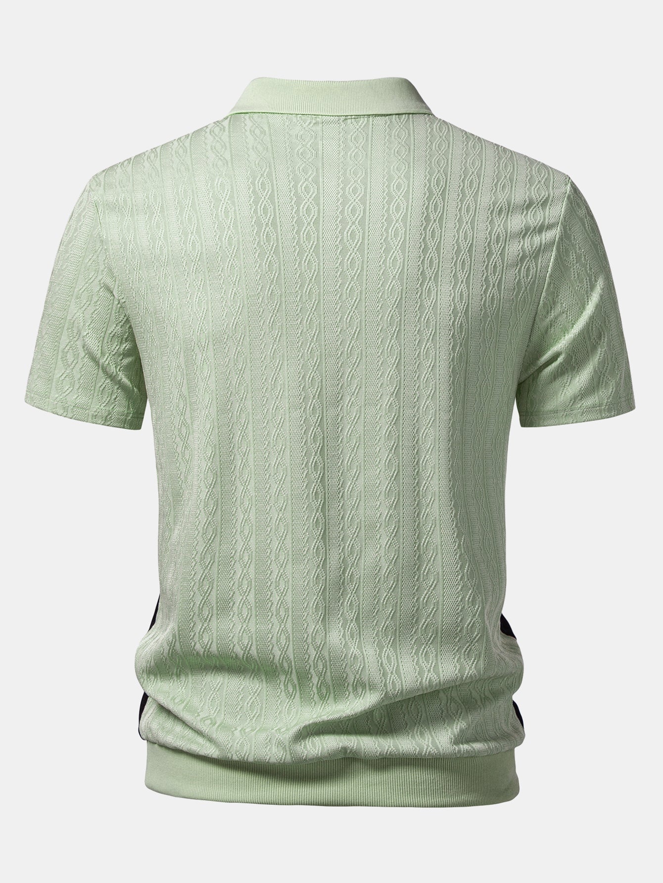 Two Tone Twisted Jacquard Zipper Knit Polo