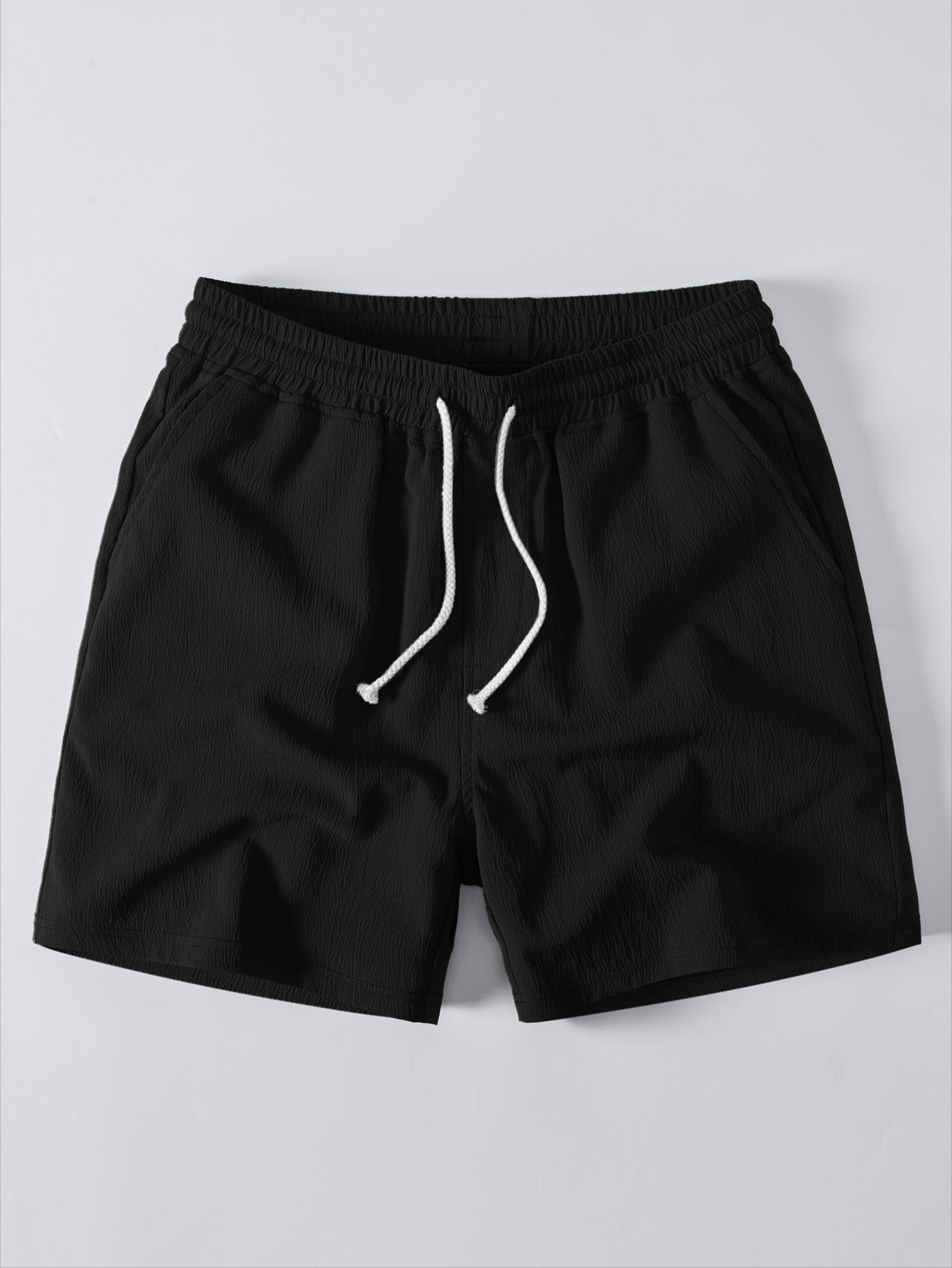 Crinkled Textured Shirt & Crinkle Textured Drawstring 5" Shorts