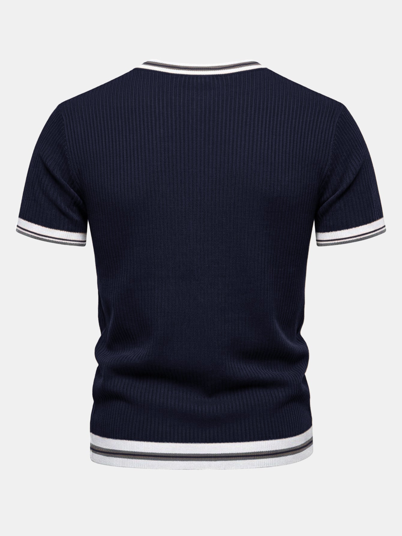 Textured Contrast Crew Neck Knit T-Shirt & Slim Fit Tapered Trousers