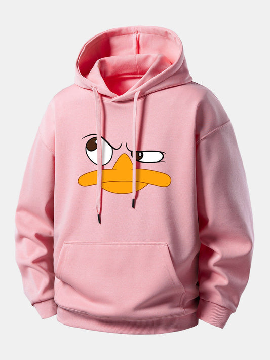 Emoji Duck Print Relax Fit Hoodie