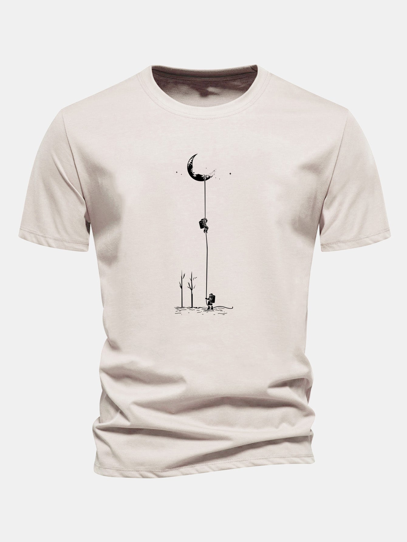 Regular Fit Lunar Astronaut Print Cotton T-Shirt
