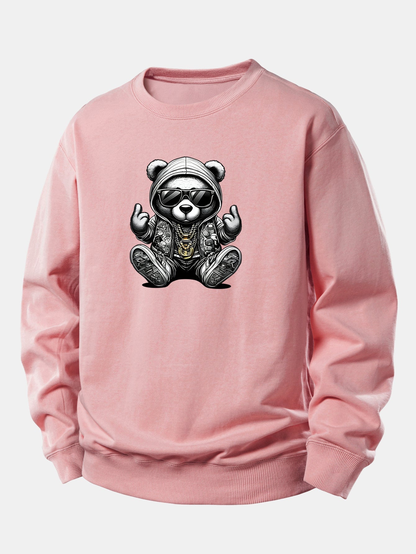 Hip Hop Bear Print Relax Fit Sweatshirt
