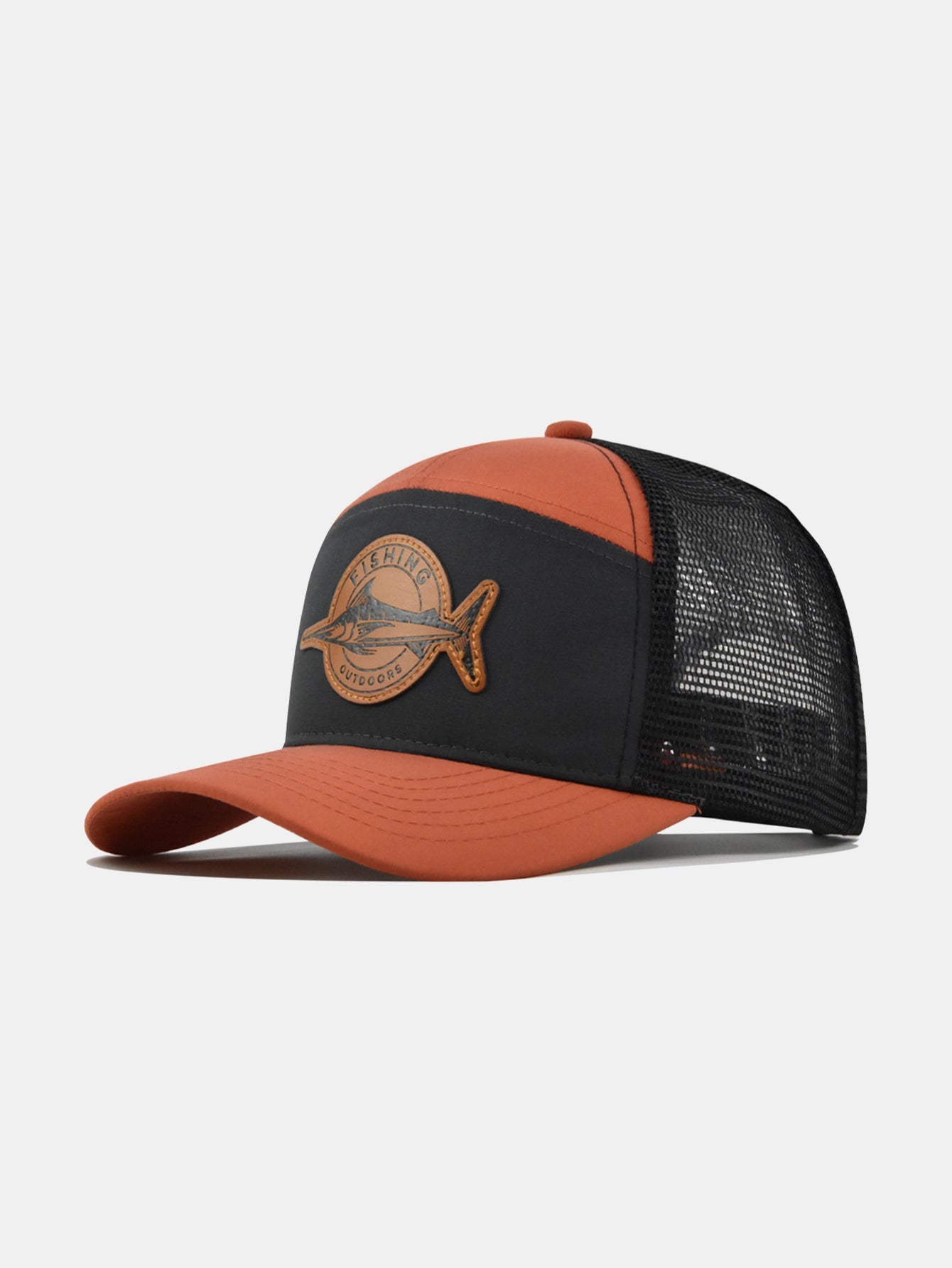 Fish-shaped Logo Truck Hat With Breathable Mesh Back Hood