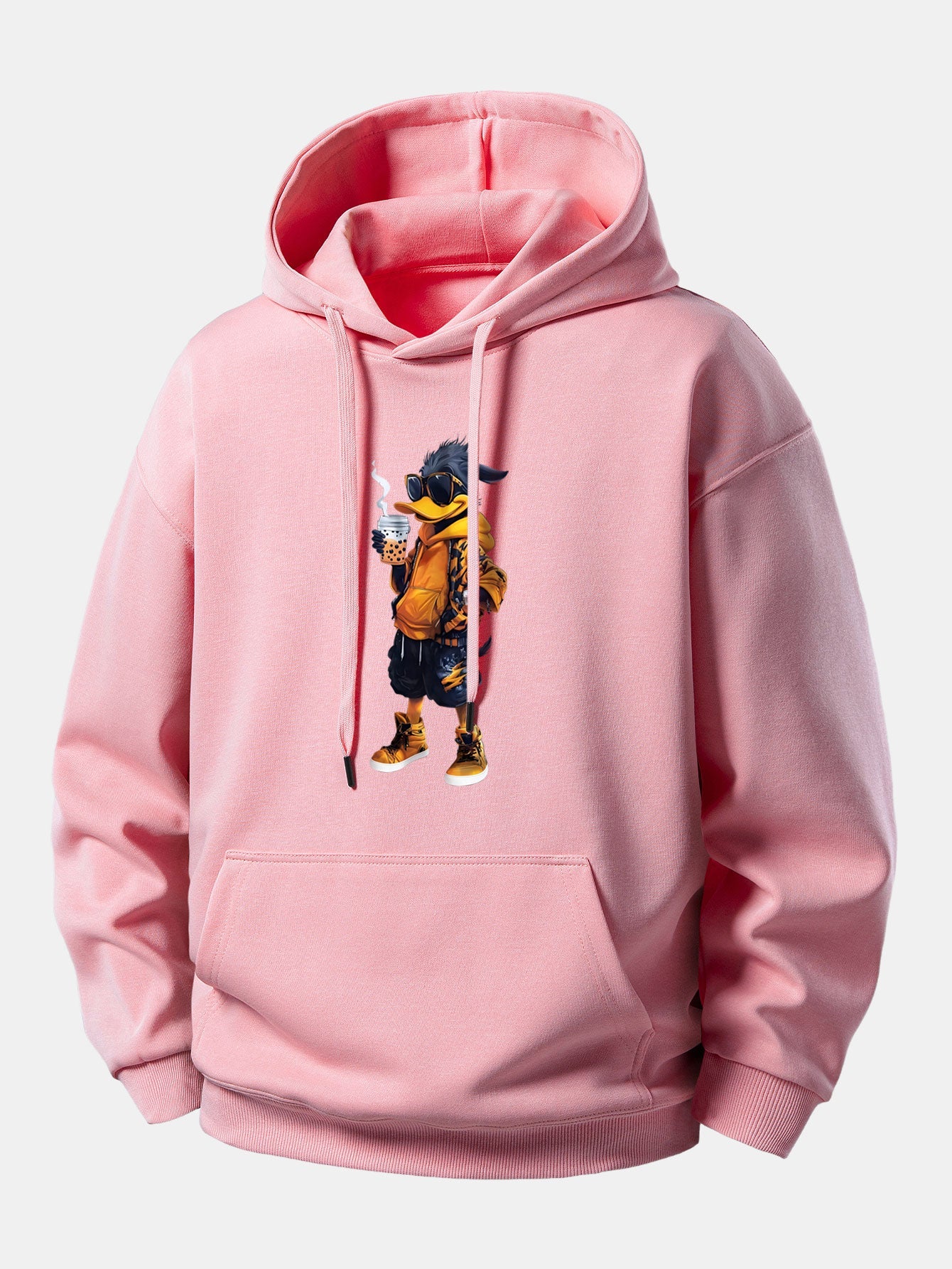 Cartoon Duck Print Relax Fit Hoodie
