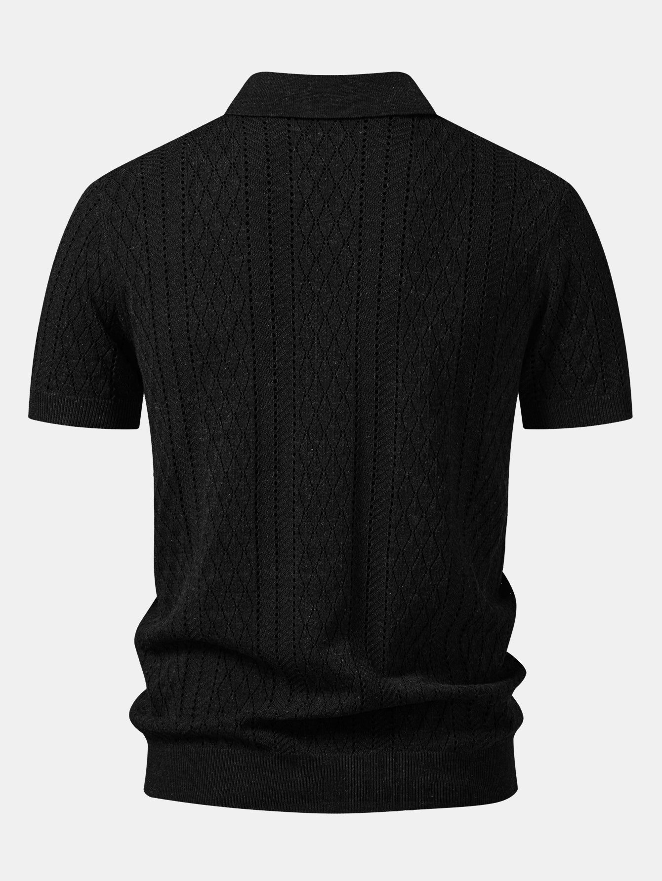 Geometric Open Knit Polo