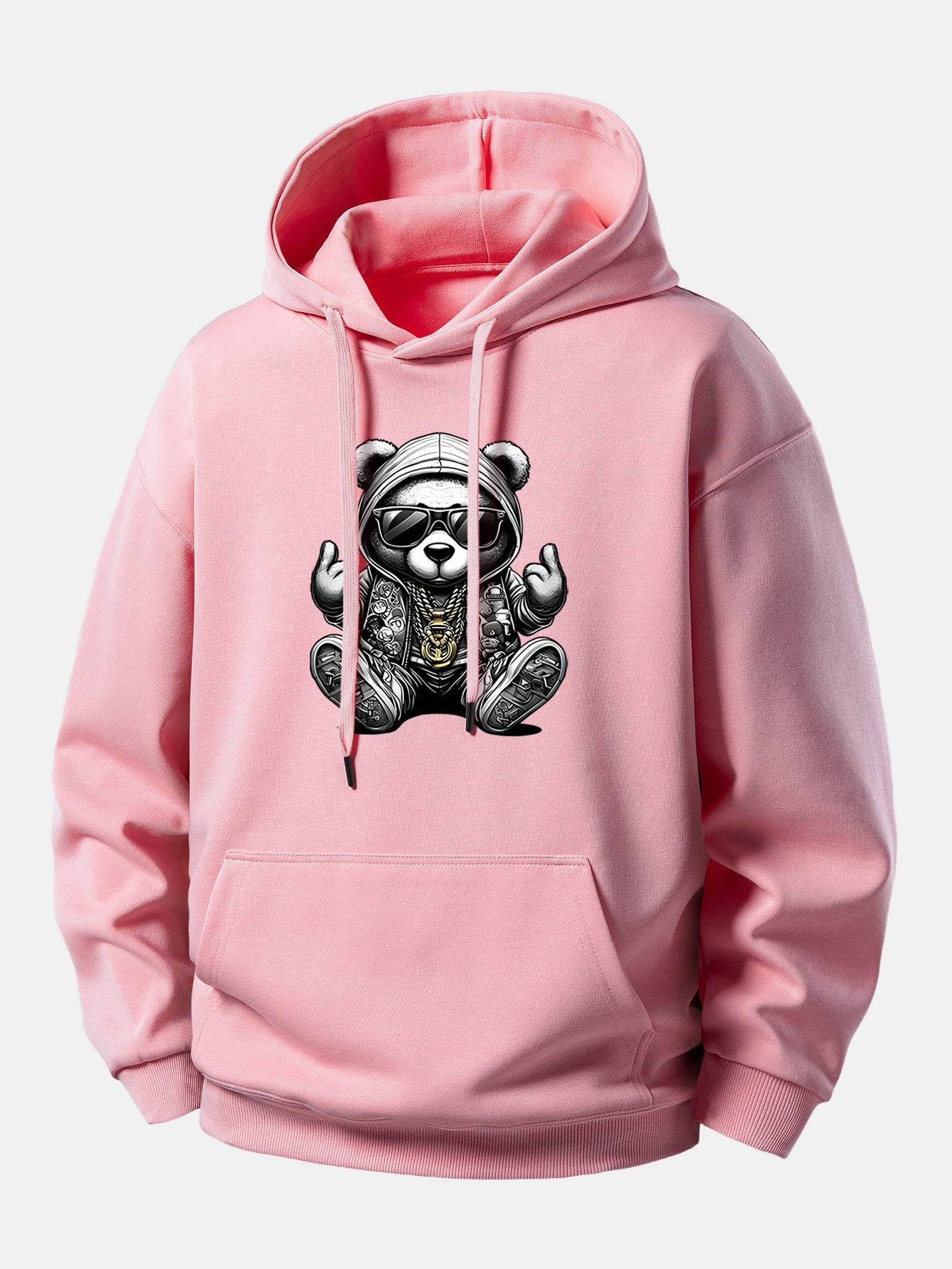 Hip Hop Bear Print Relax Fit Hoodie
