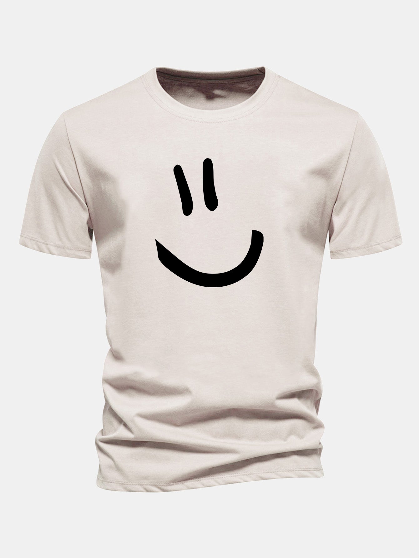 Regular Fit Smiley Face Print Cotton T-Shirt