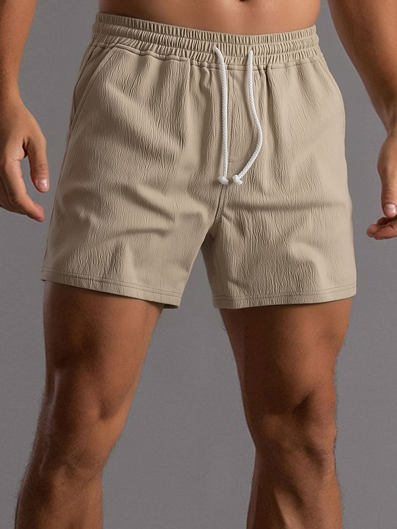 Crinkle Textured Drawstring 5" Shorts