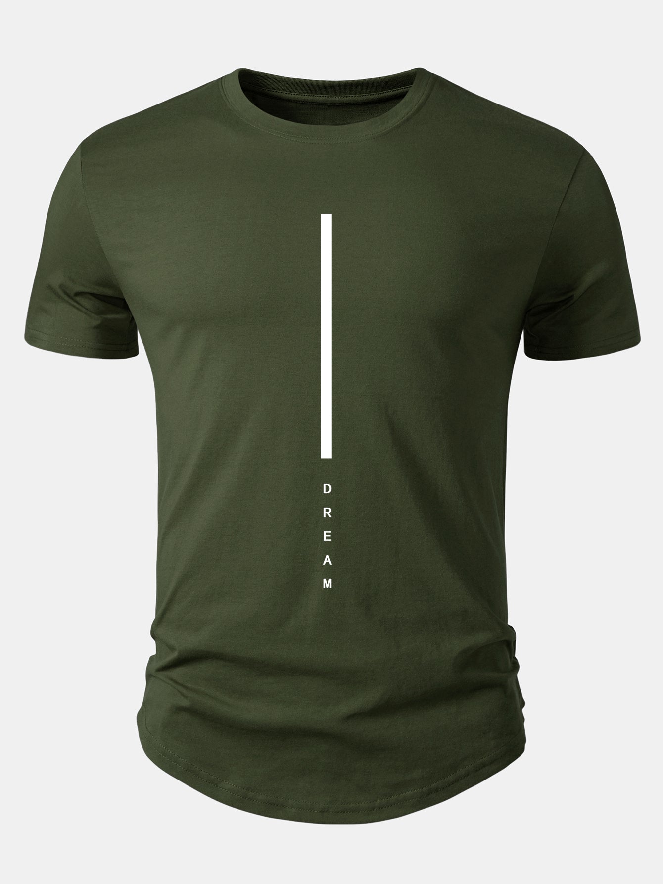 Dream Stripe Print Cotton Arc Hem T-Shirt