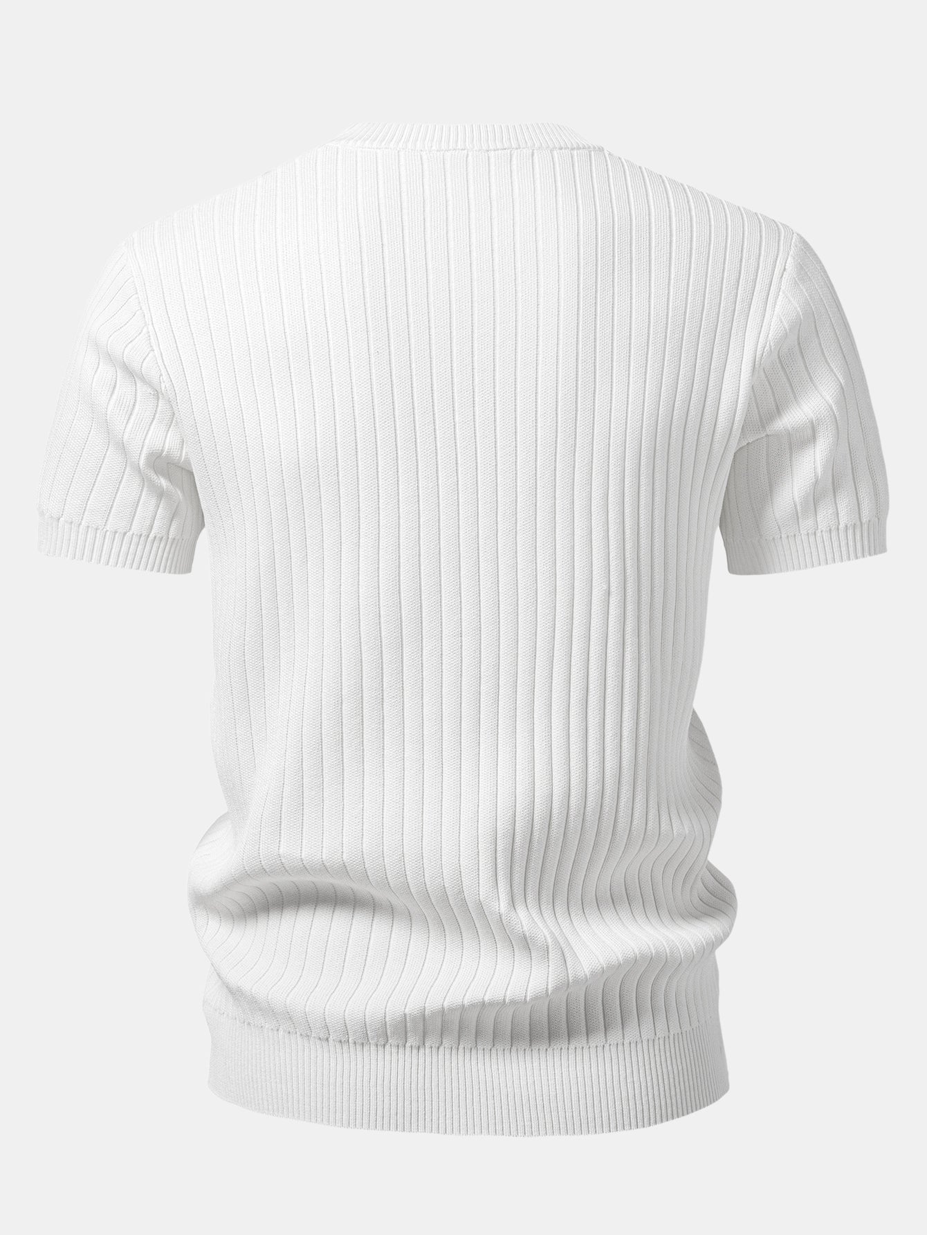 Ribbed Crew Neck Knit T-Shirt