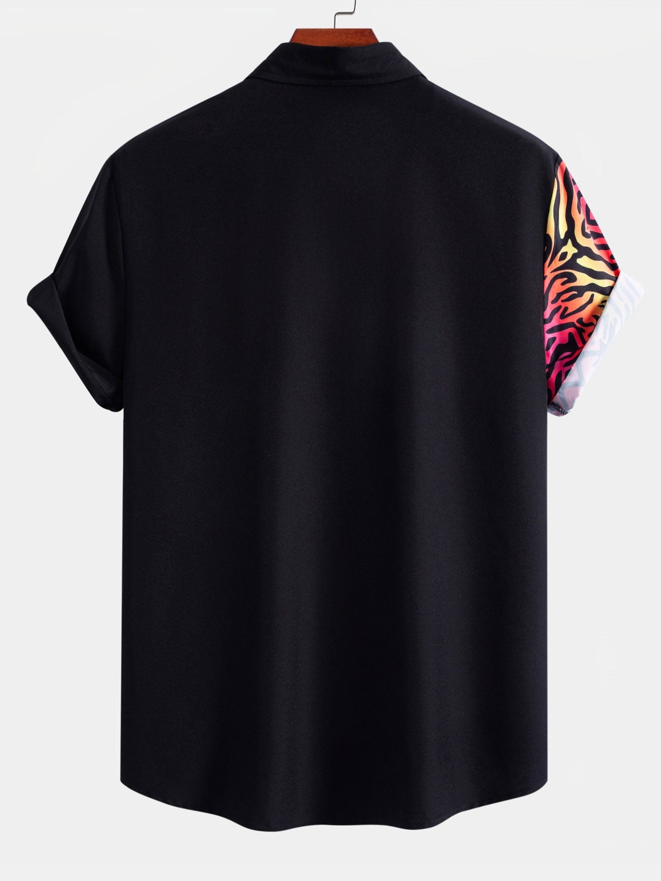 Colorful Tiger Patchwork Button Up Shirt & Swim Shorts