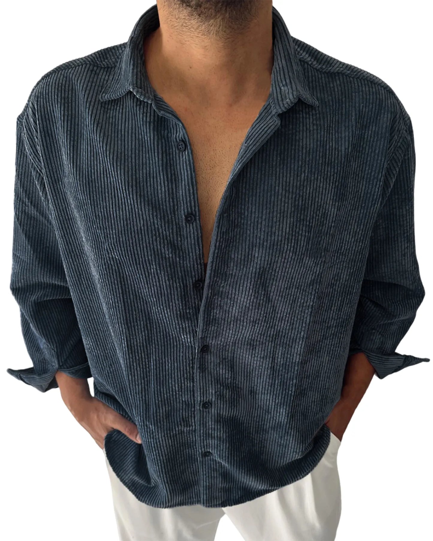 Men's Corduroy Stylish Casual Button Lapel Everyday Shirt
