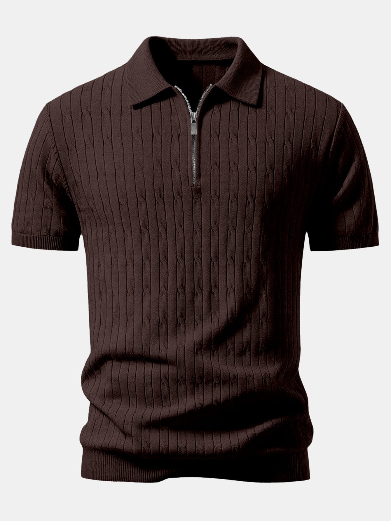 Twisted Jacquard Zipper Knit Polo