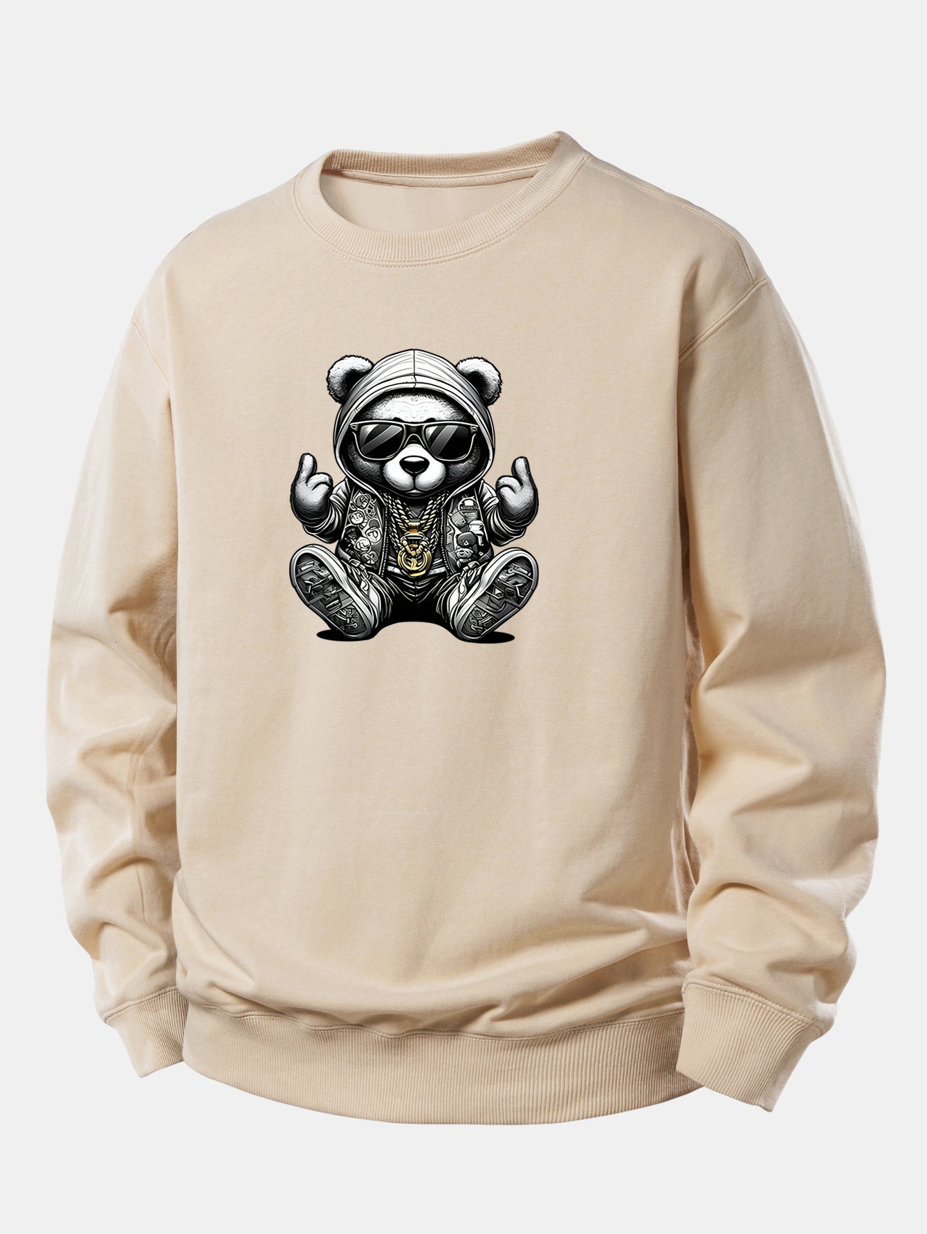 Hip Hop Bear Print Relax Fit Sweatshirt