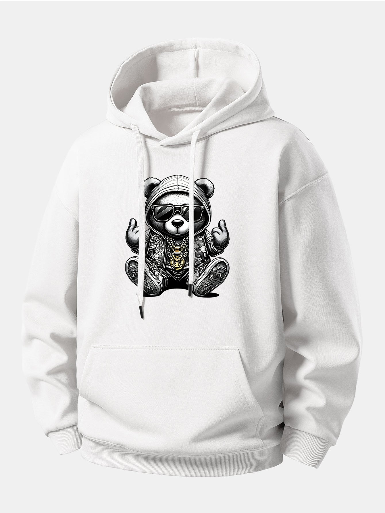 Hip Hop Bear Print Relax Fit Hoodie