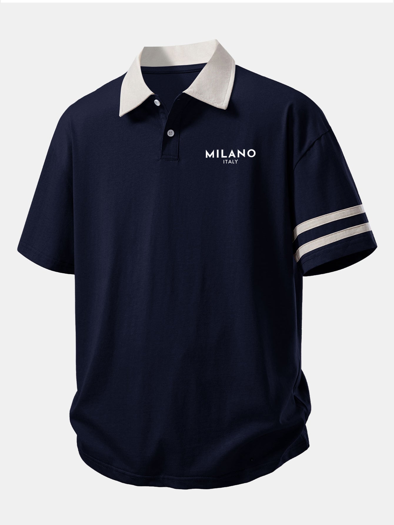 Relax Fit Milano Print Contrast Collar Polo Shirt