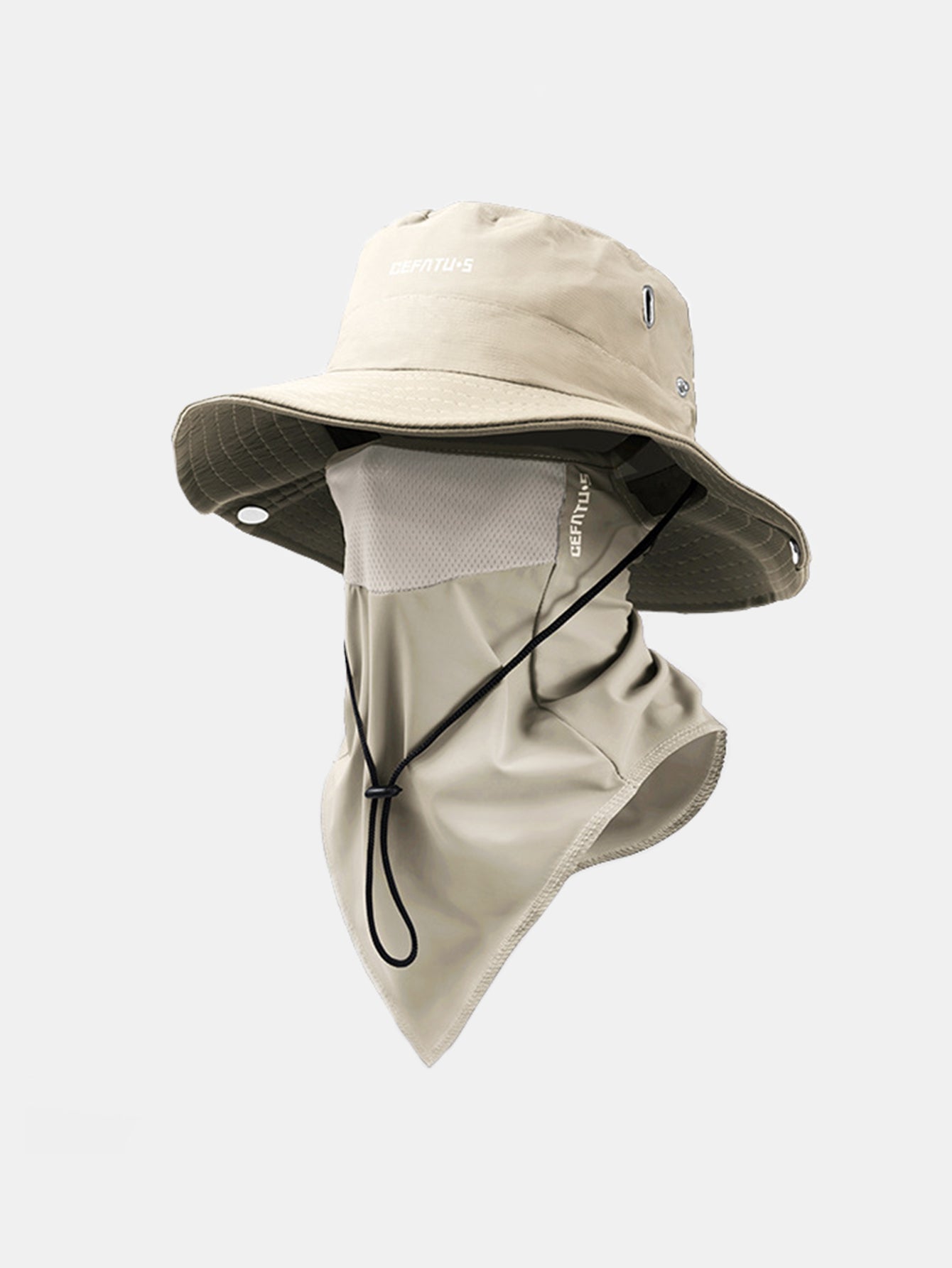 Outdoor Wide-Brimmed Sun Hat With Foldable Brim And Elastic Breathable Mesh Face Mask