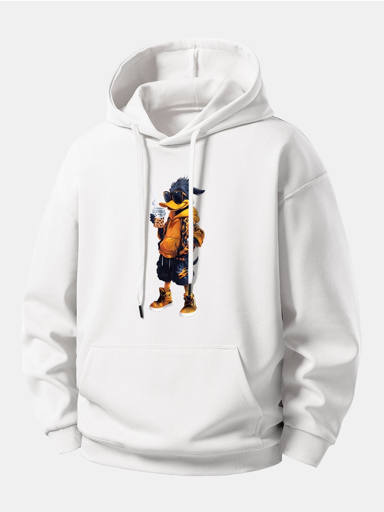 Cartoon Duck Print Relax Fit Hoodie