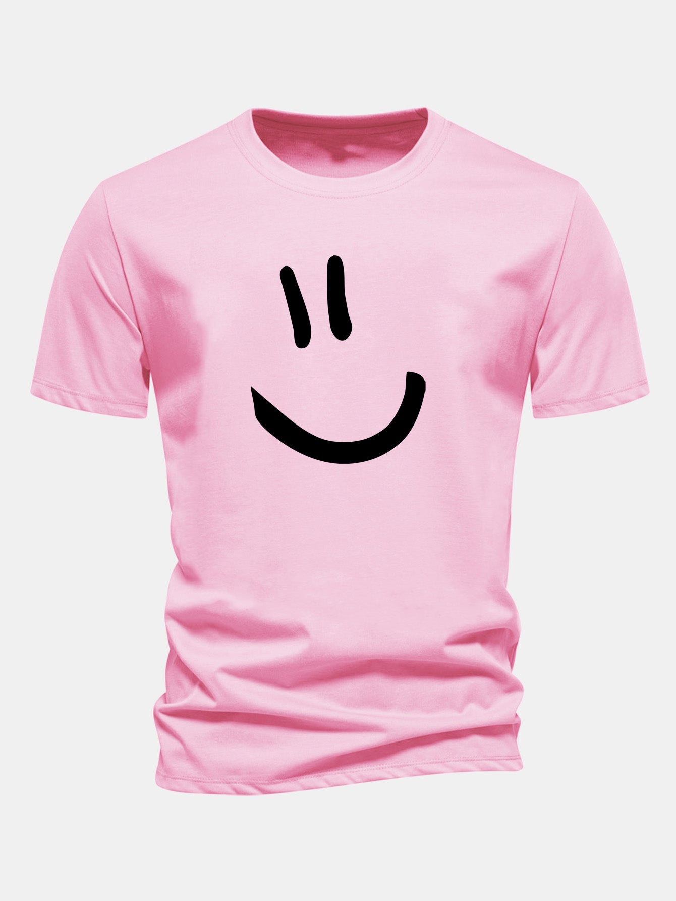 Regular Fit Smiley Face Print Cotton T-Shirt