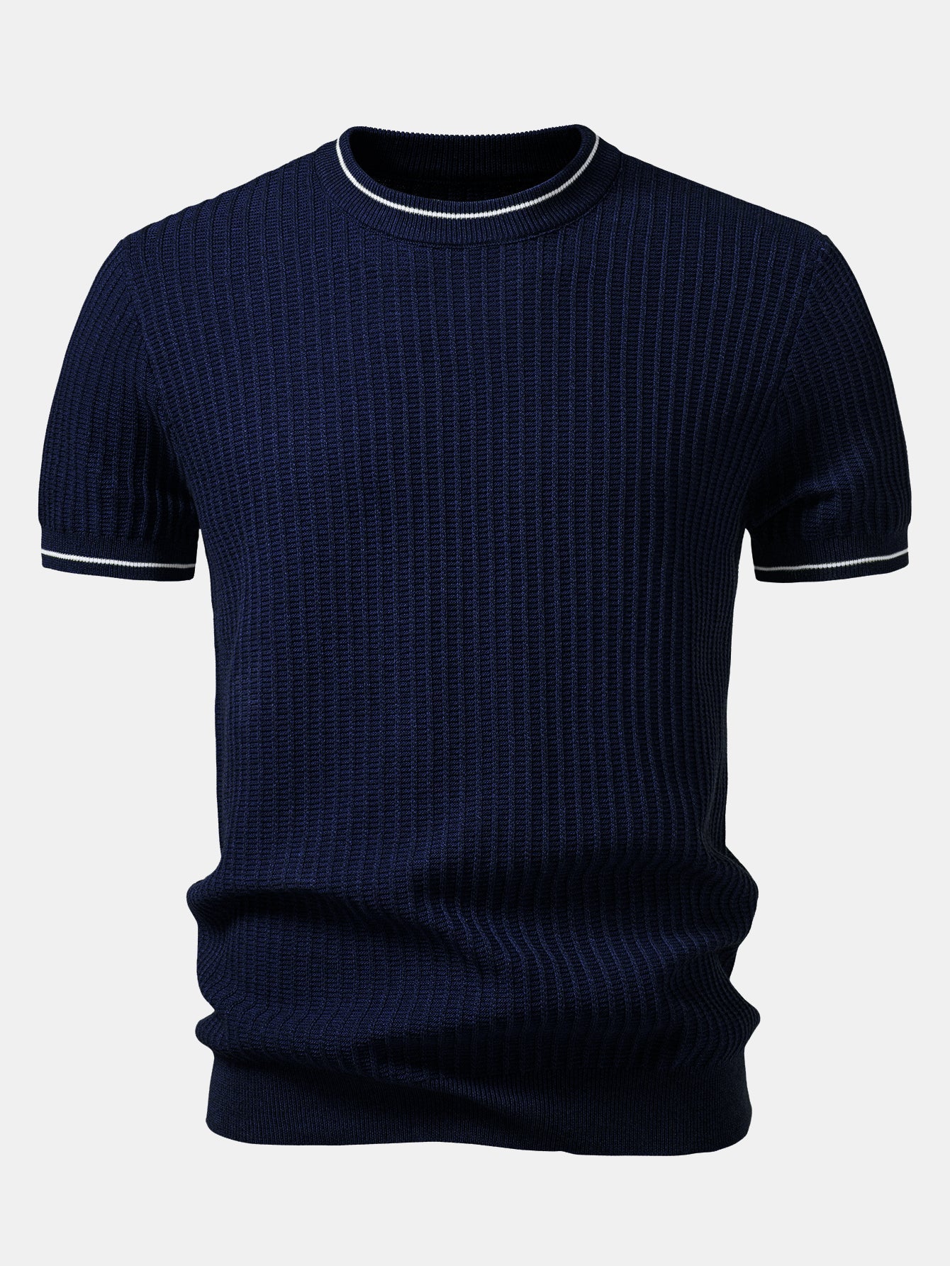 Contrast Trim Waffle Knit T-Shirt