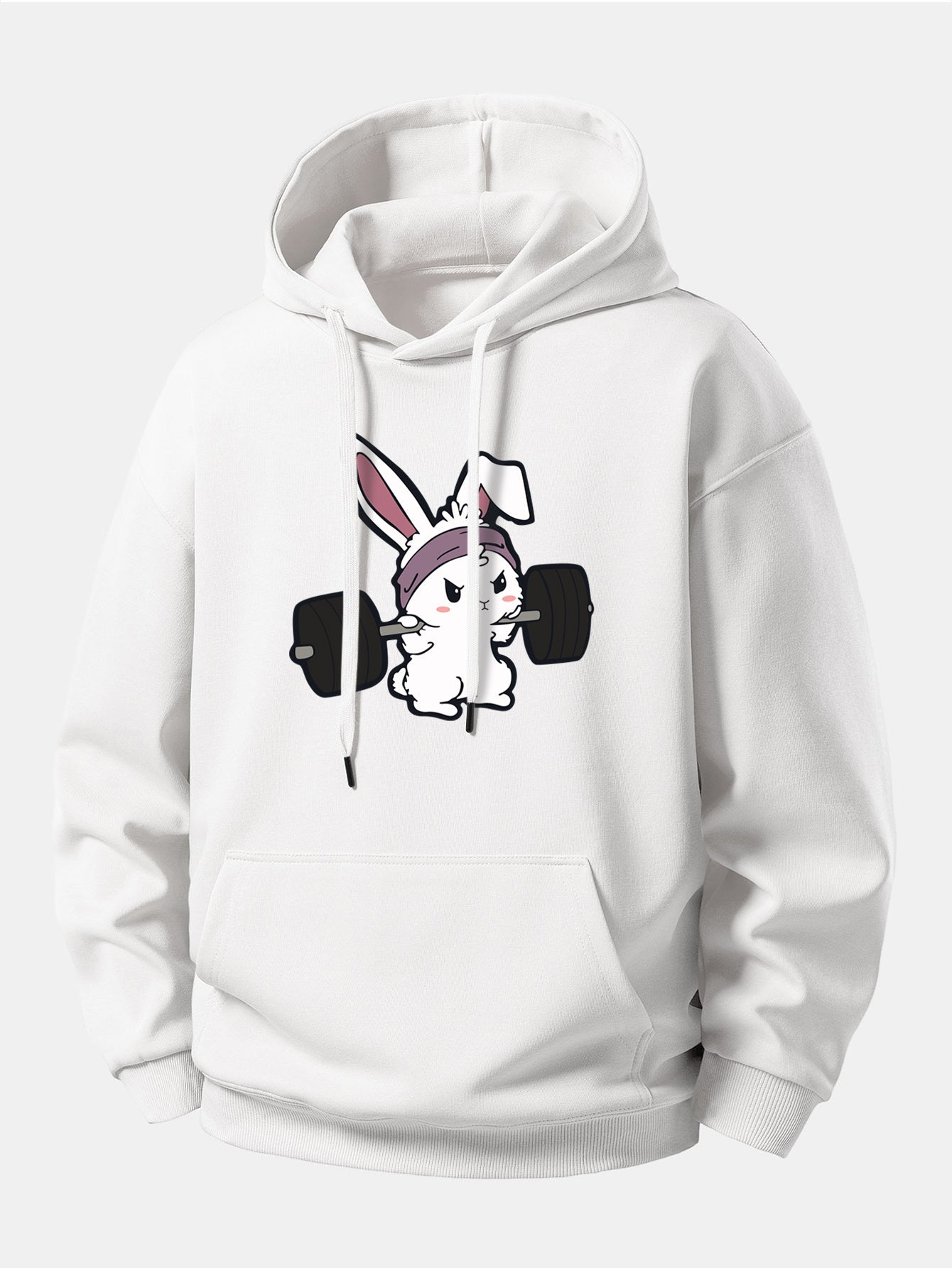 Fitness Rabbit Print Relax Fit Hoodie