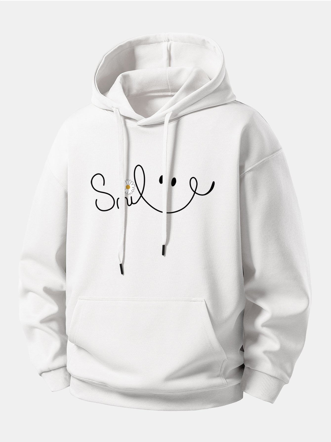 Smiley Face Print Relax Fit Hoodie