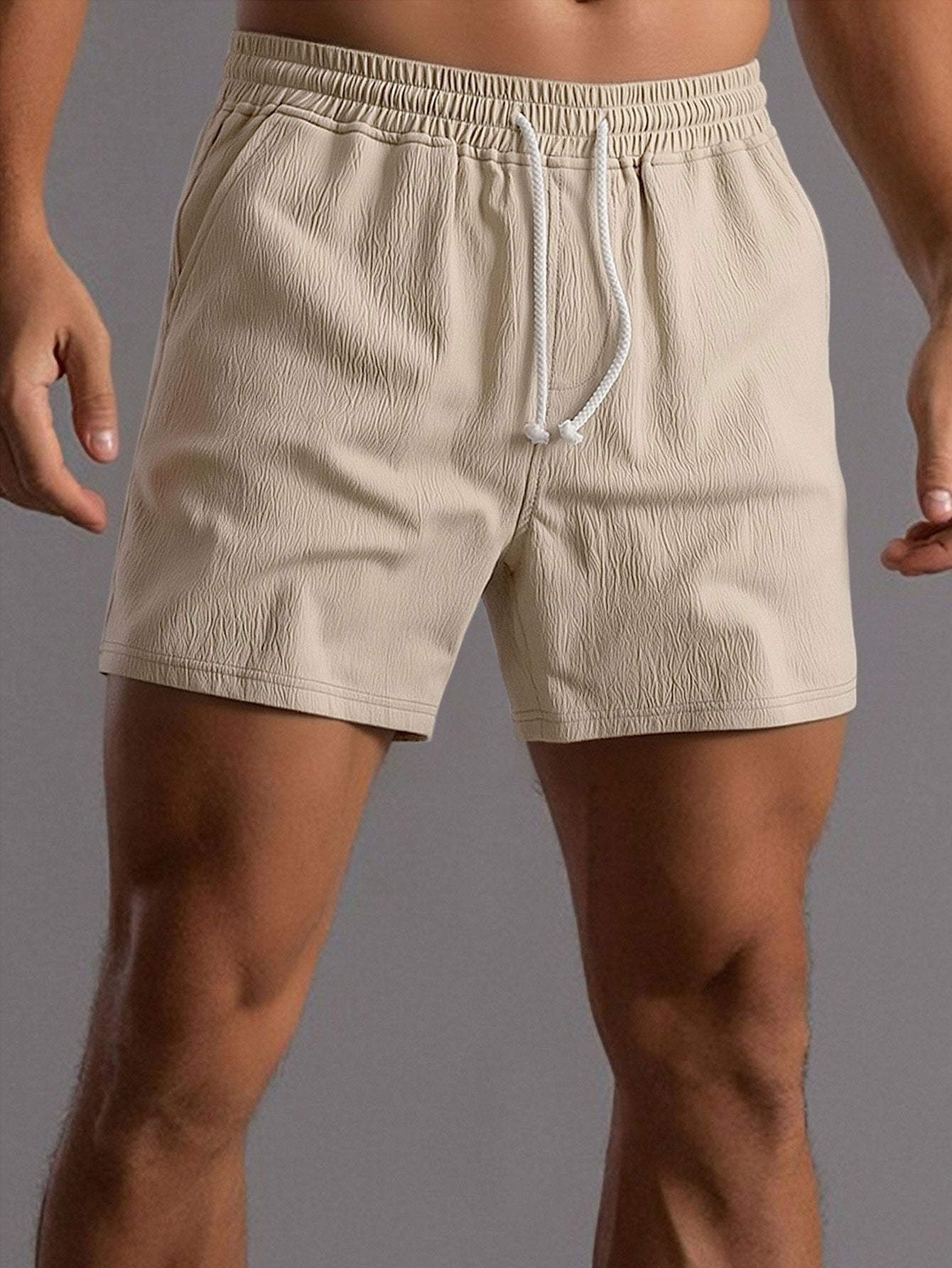 Crinkle Textured Drawstring 5" Shorts