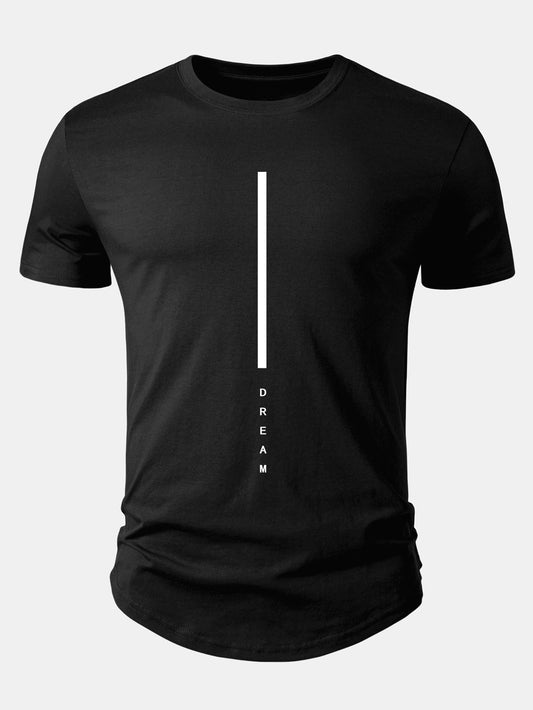 Dream Stripe Print Cotton Arc Hem T-Shirt