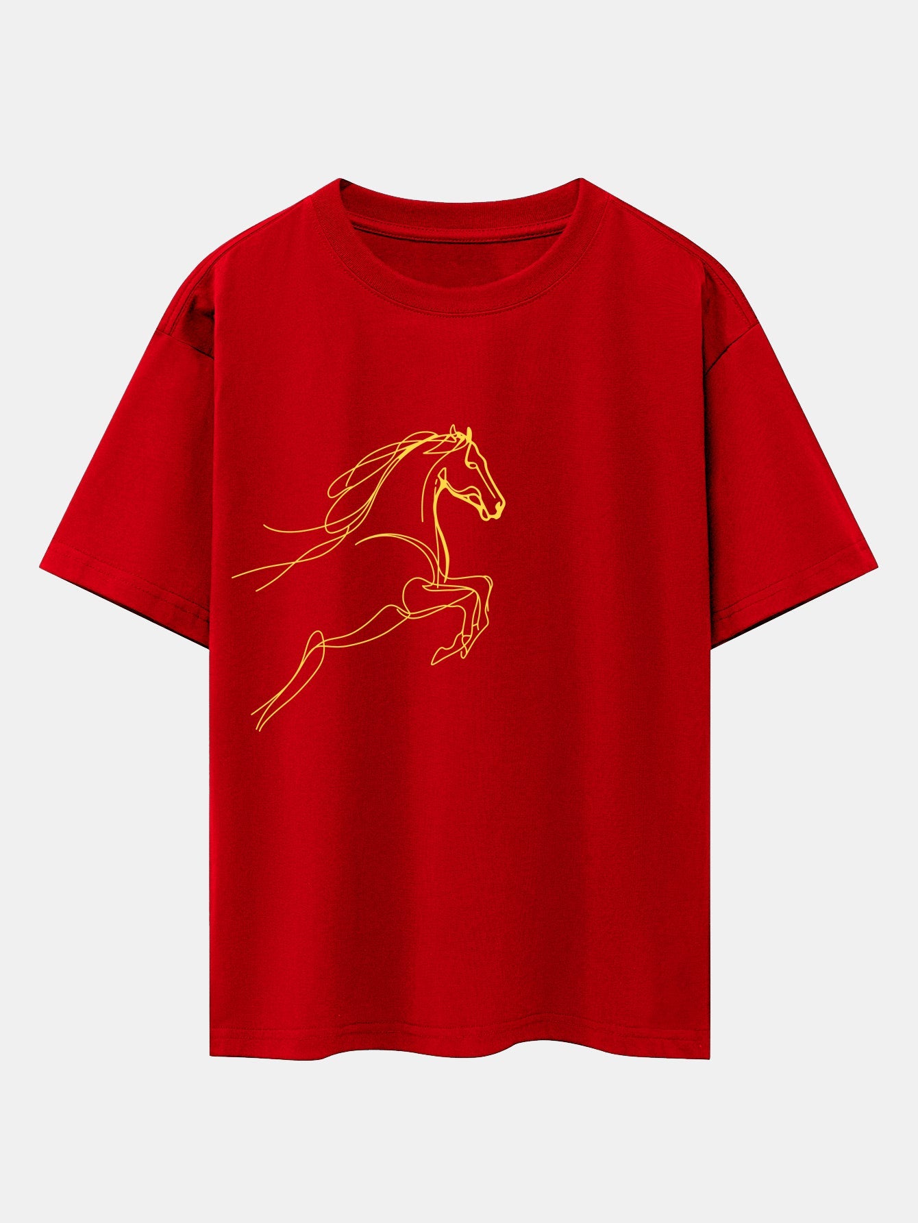 Relax Fit Year of the Horse Print Cotton T-Shirt