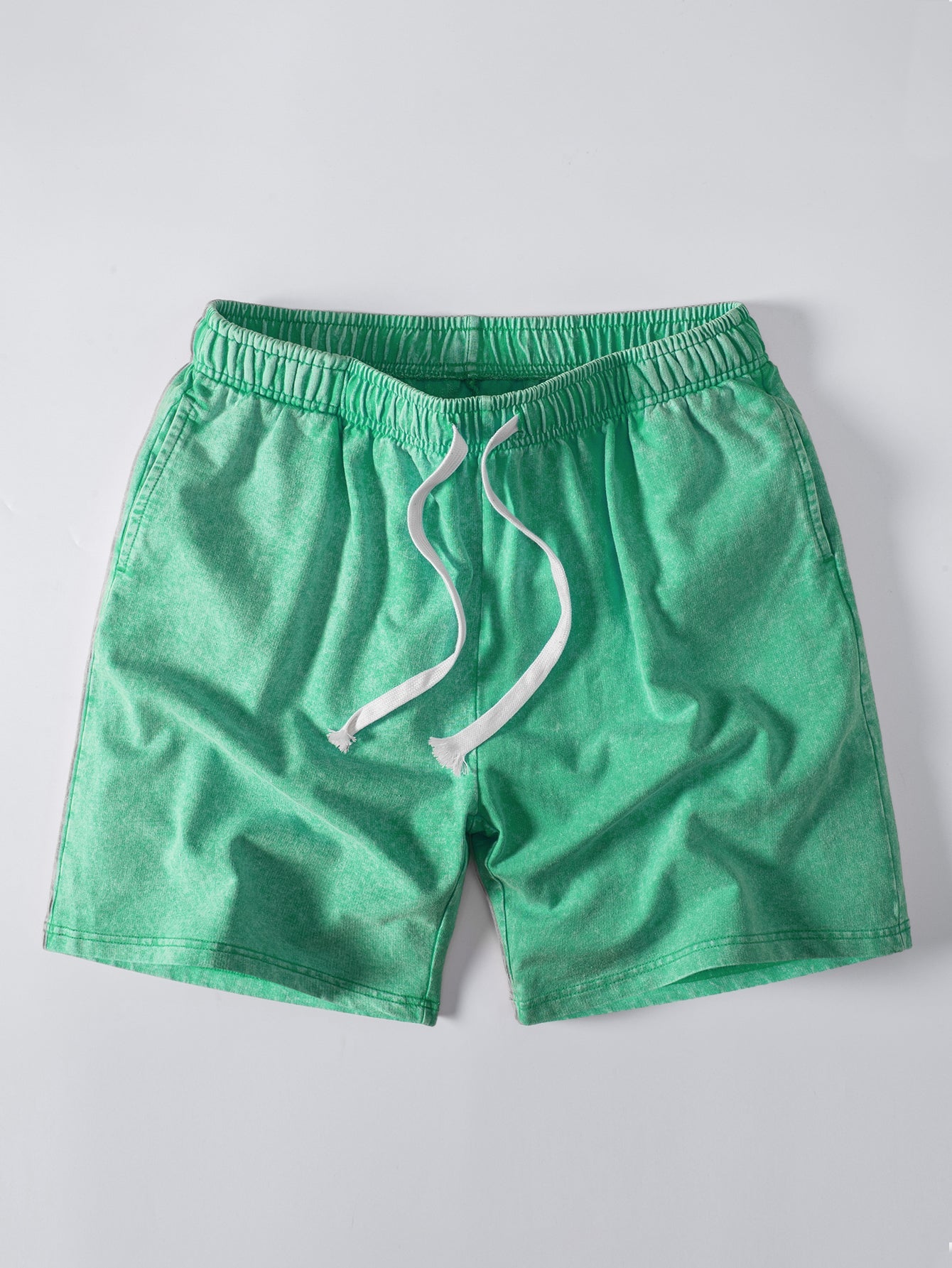 Washed Distressed Drawstring Shorts