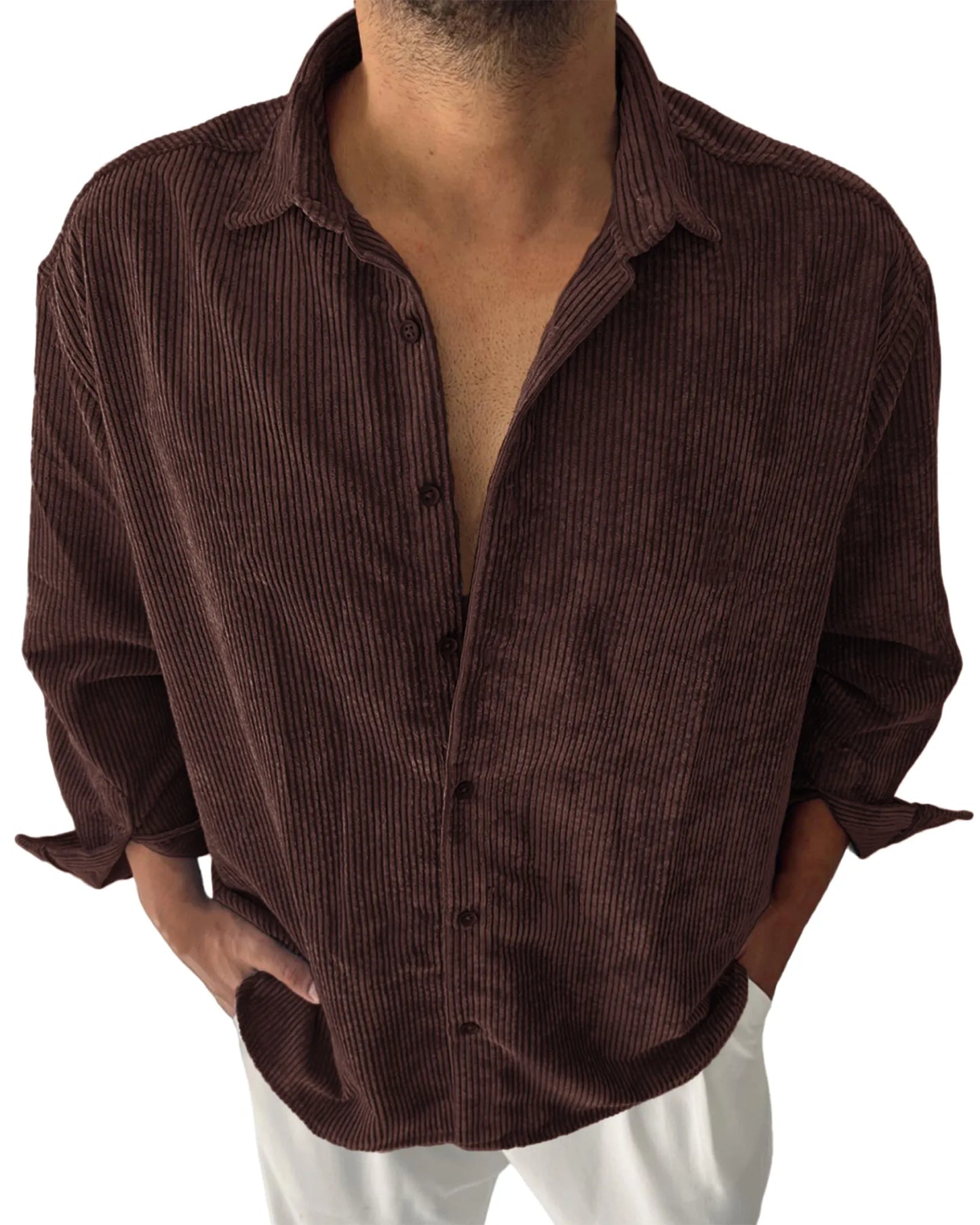 Men's Corduroy Stylish Casual Button Lapel Everyday Shirt