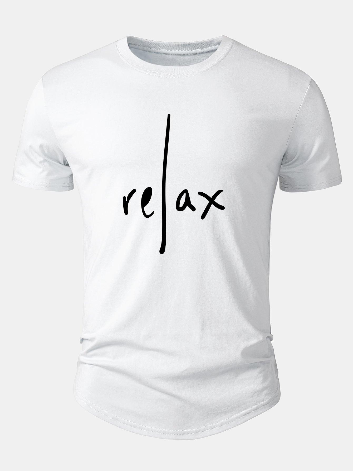Relax Print Cotton Arc Hem T-Shirt