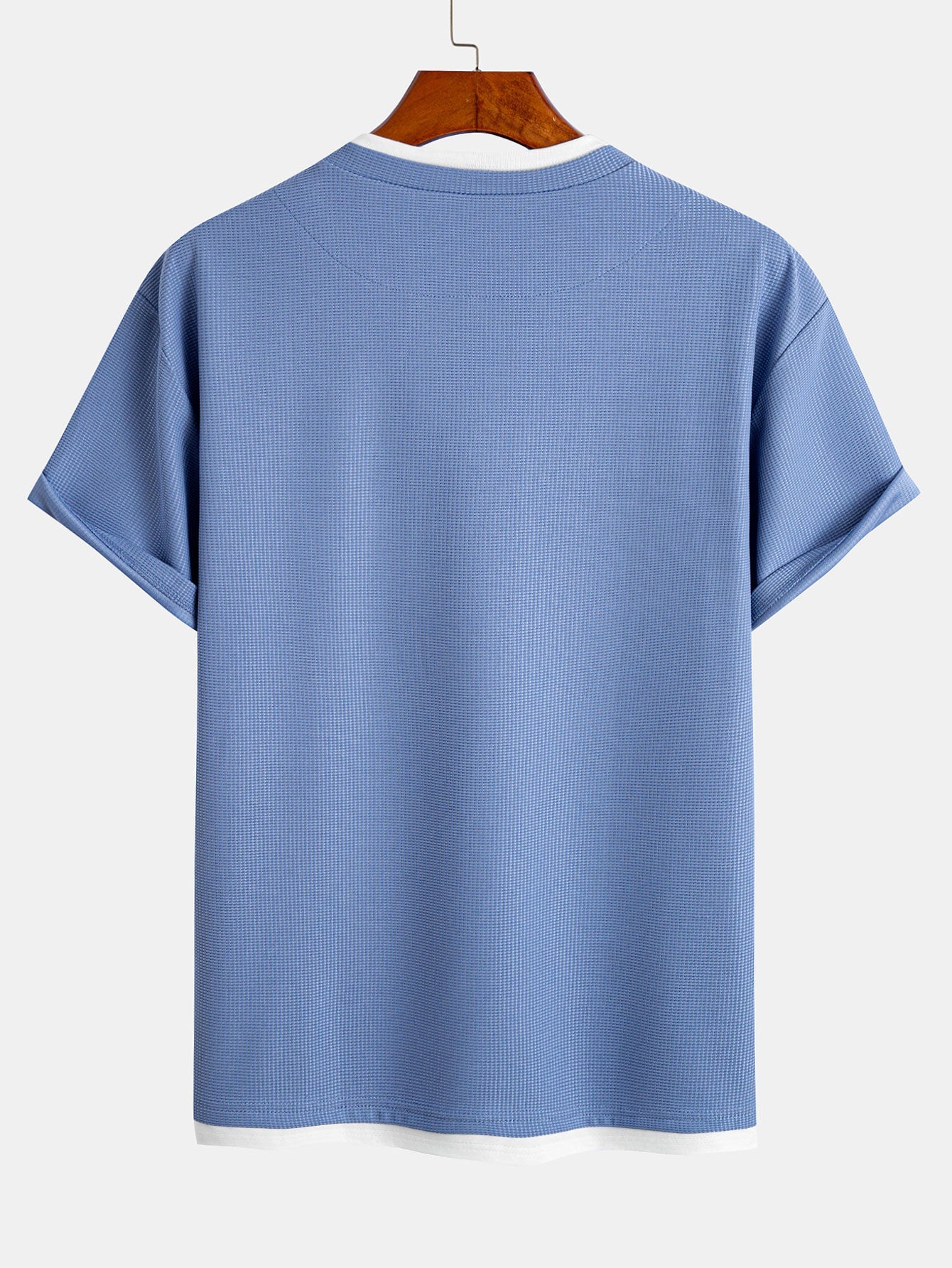 Relax Fit 2 In 1 Notched Collar Waffle T-Shirt