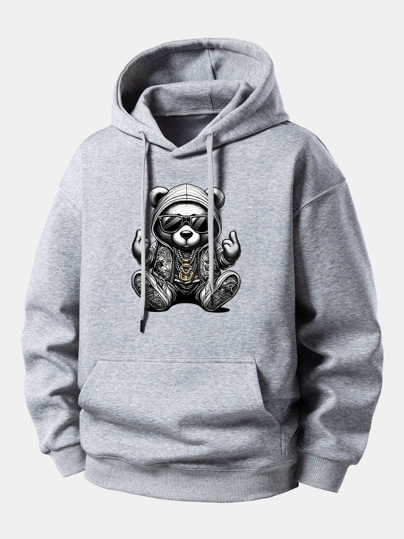 Hip Hop Bear Print Relax Fit Hoodie
