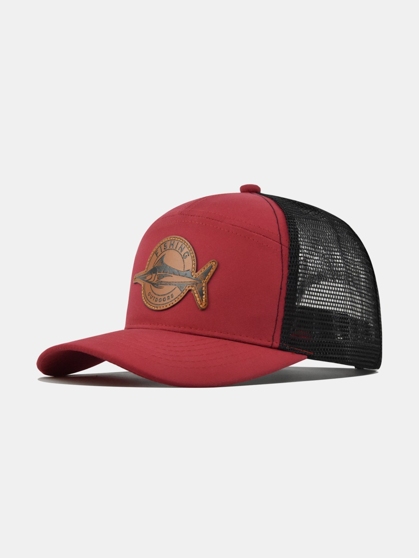 Fish-shaped Logo Truck Hat With Breathable Mesh Back Hood