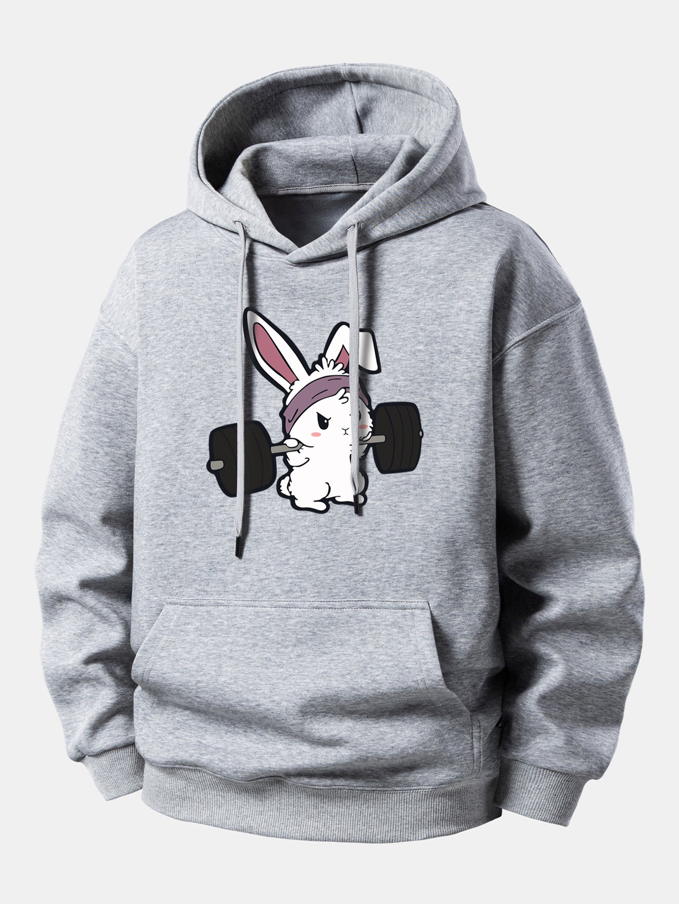 Fitness Rabbit Print Relax Fit Hoodie