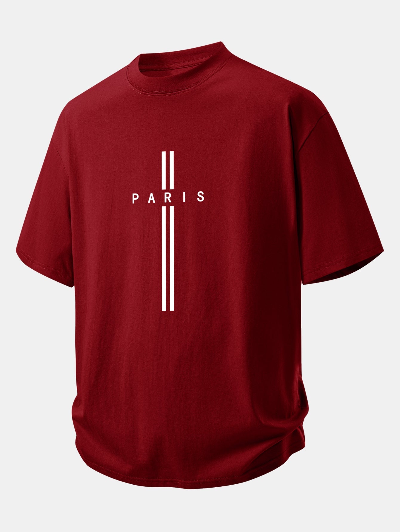 Relax Fit Paris Stripe Print Cotton T-Shirt