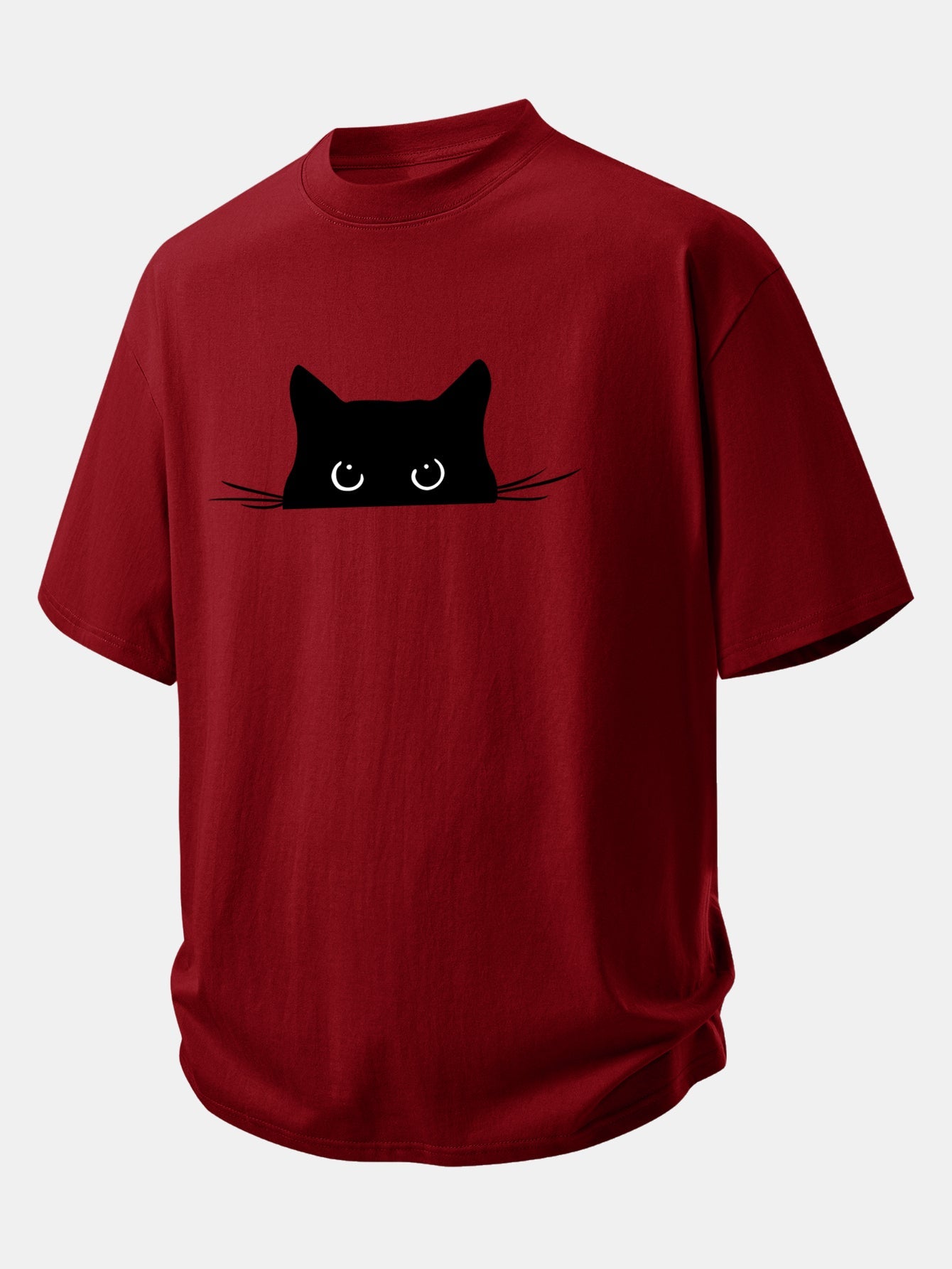 Relax Fit Black Cat Print Cotton T-Shirt