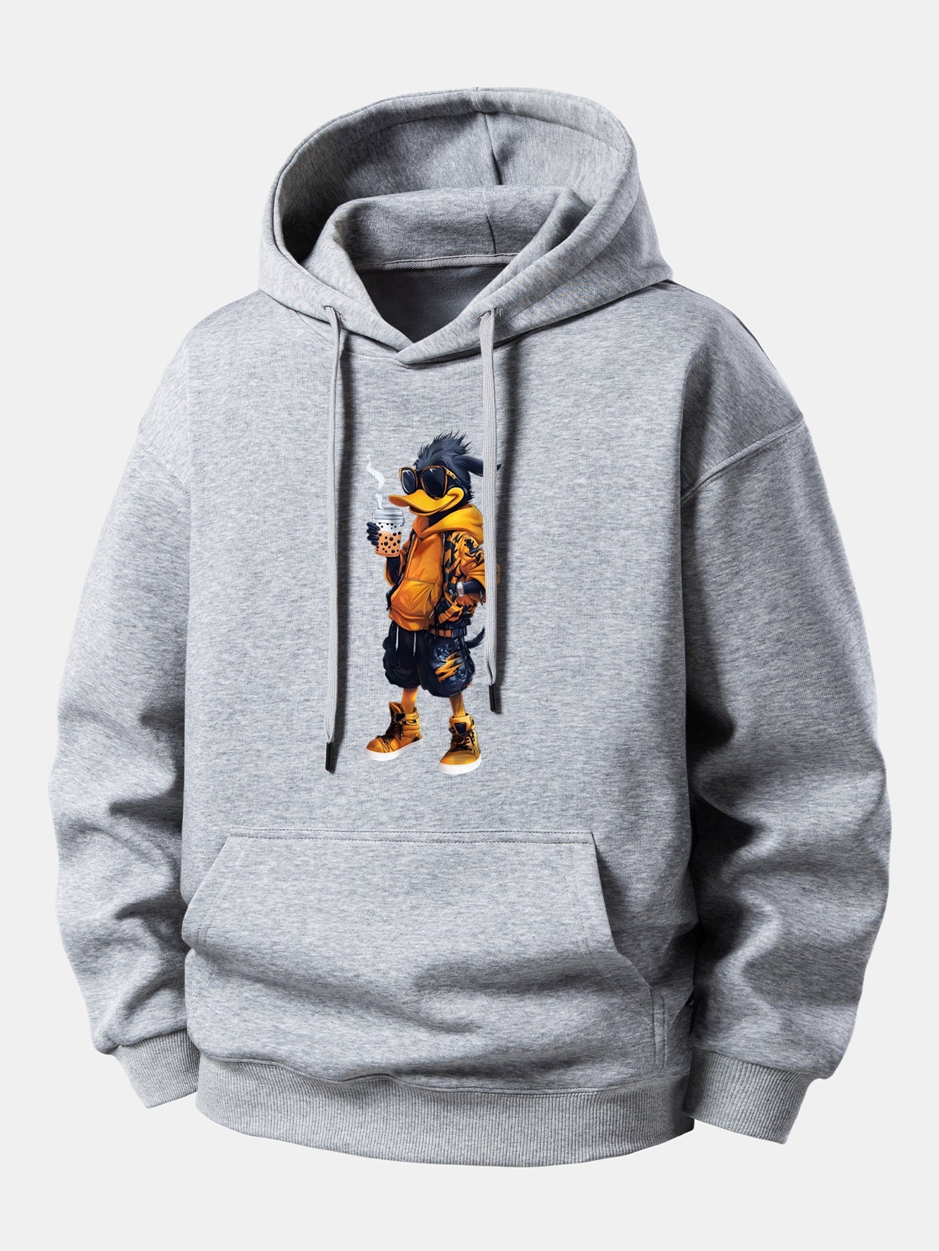 Cartoon Duck Print Relax Fit Hoodie
