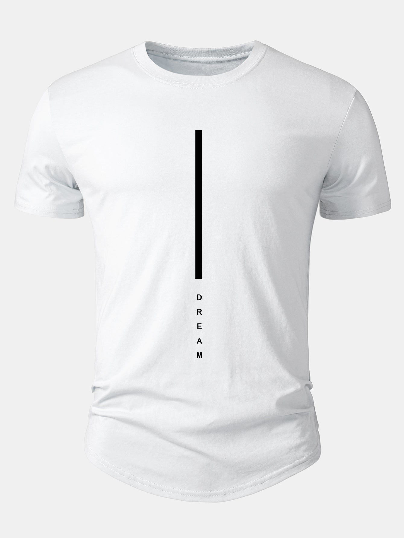 Dream Stripe Print Cotton Arc Hem T-Shirt