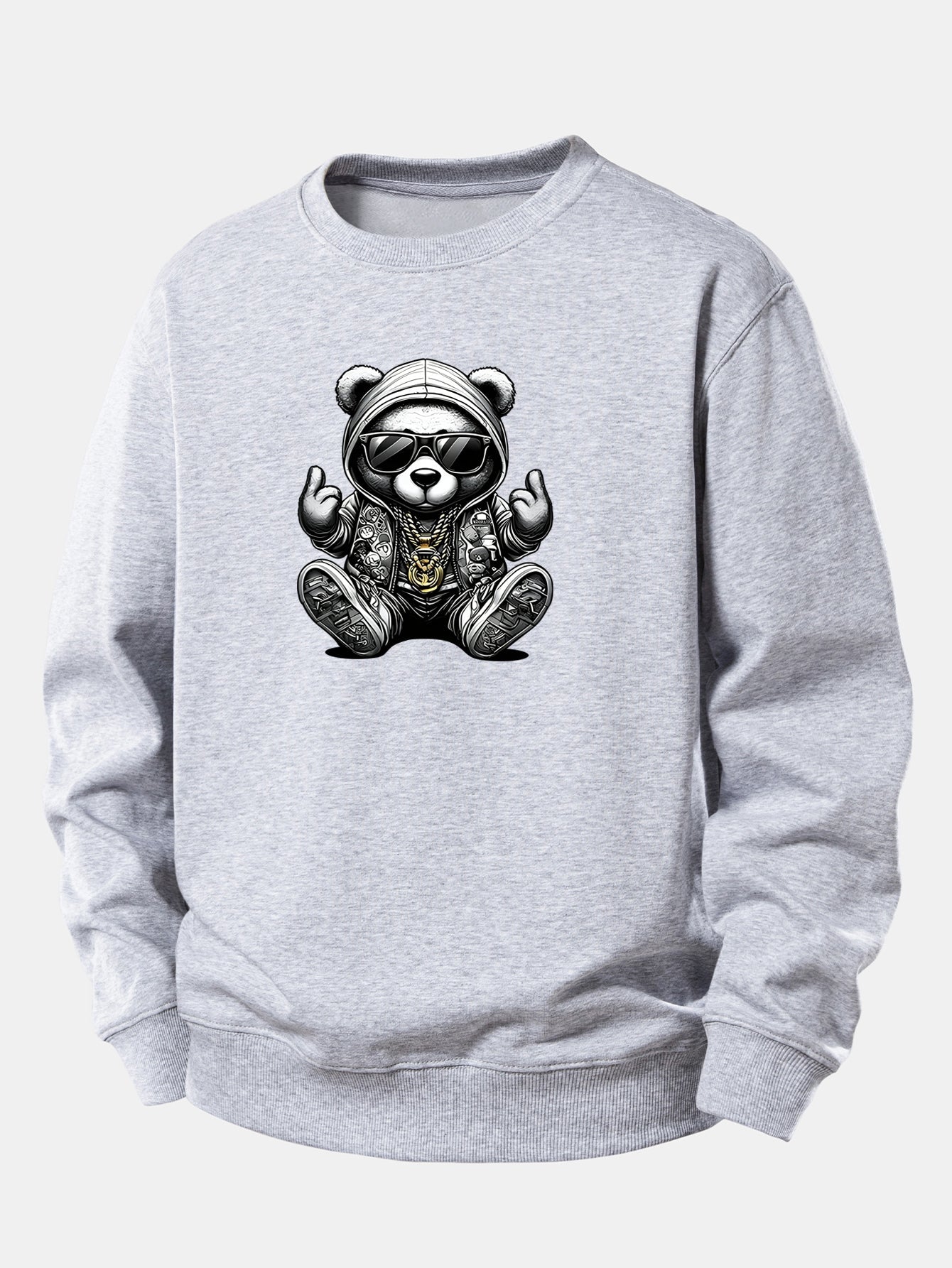 Hip Hop Bear Print Relax Fit Sweatshirt