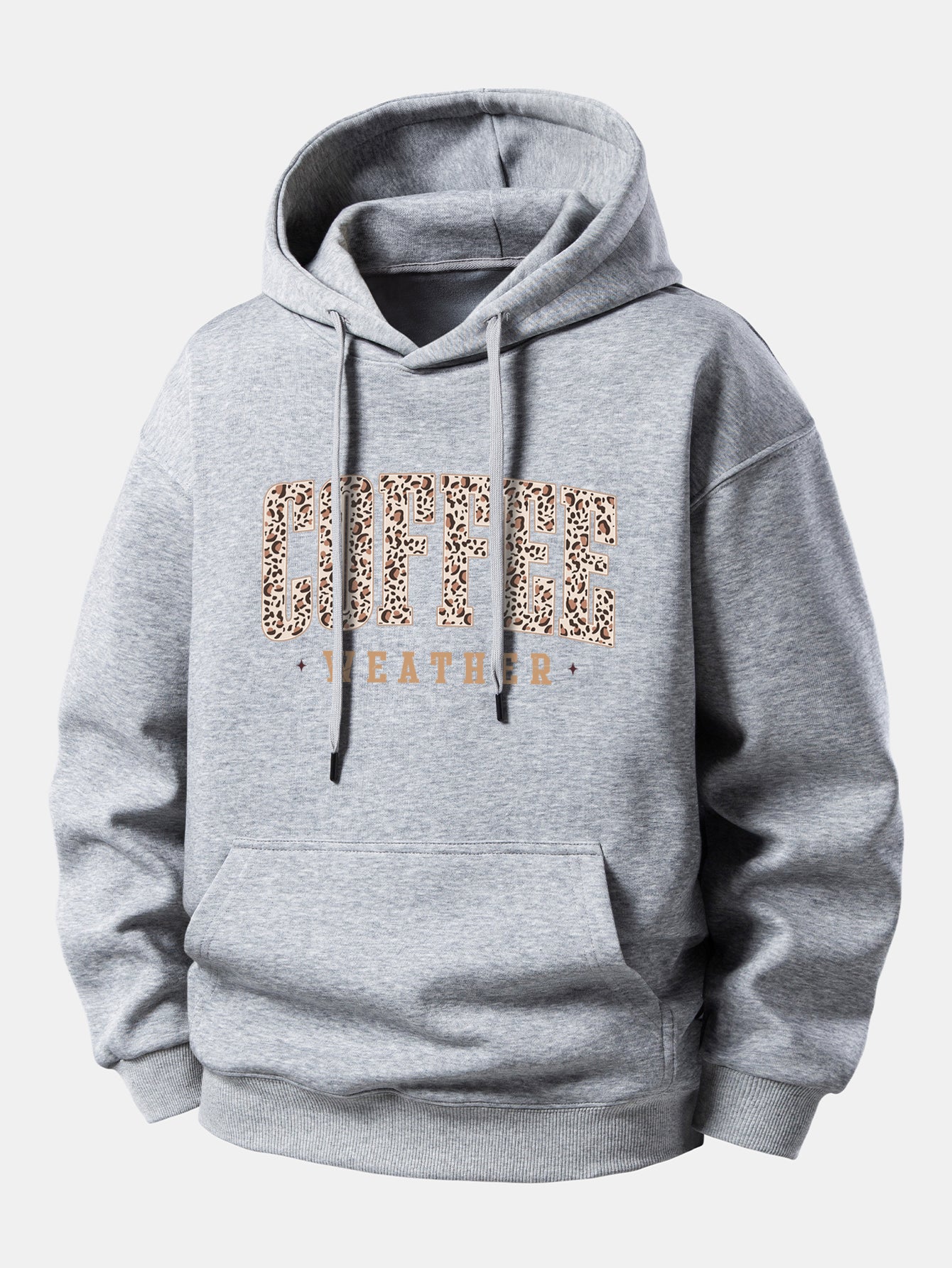 Leopard Coffee Weather Print Relax Fit Hoodie