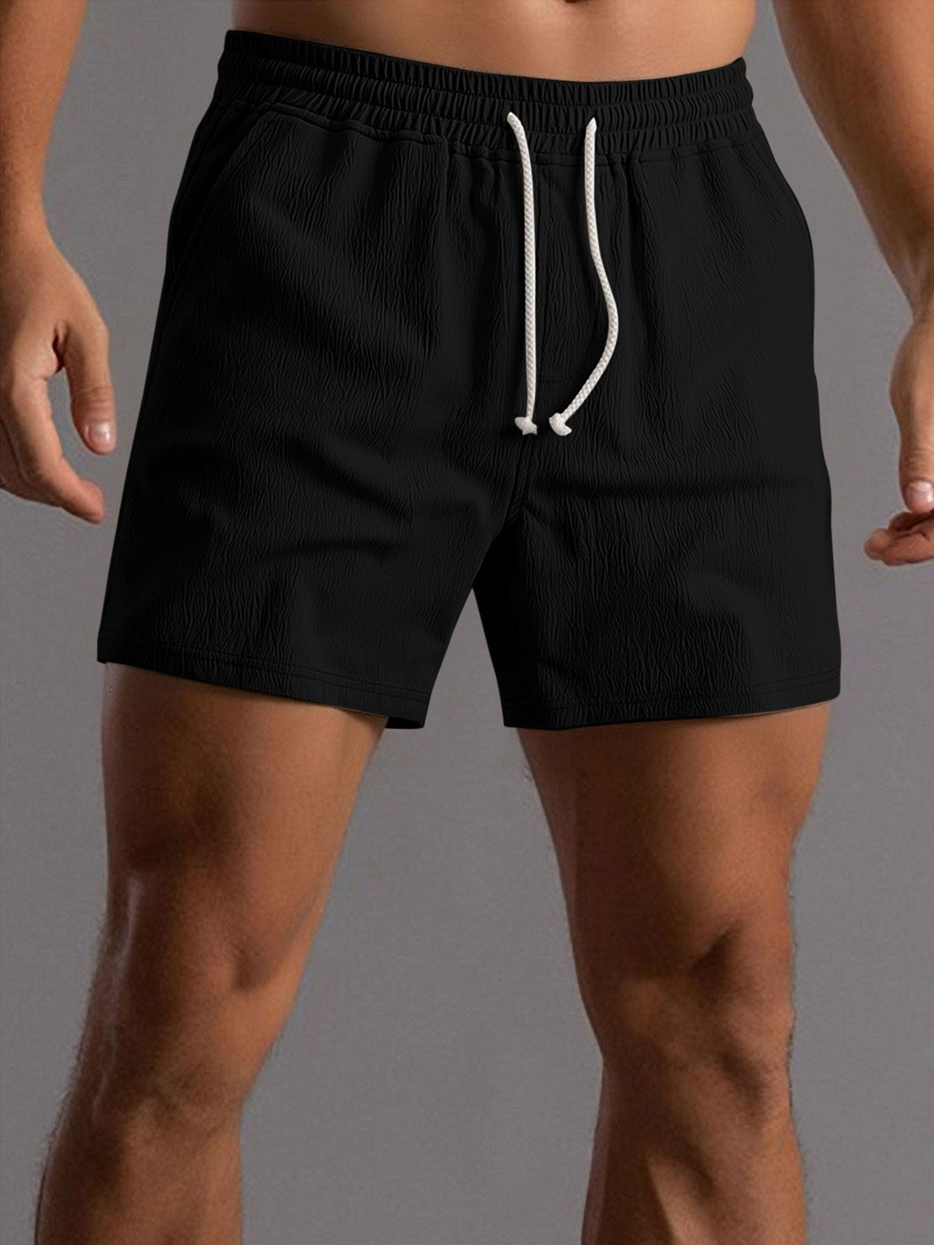 Crinkle Textured Drawstring 5" Shorts