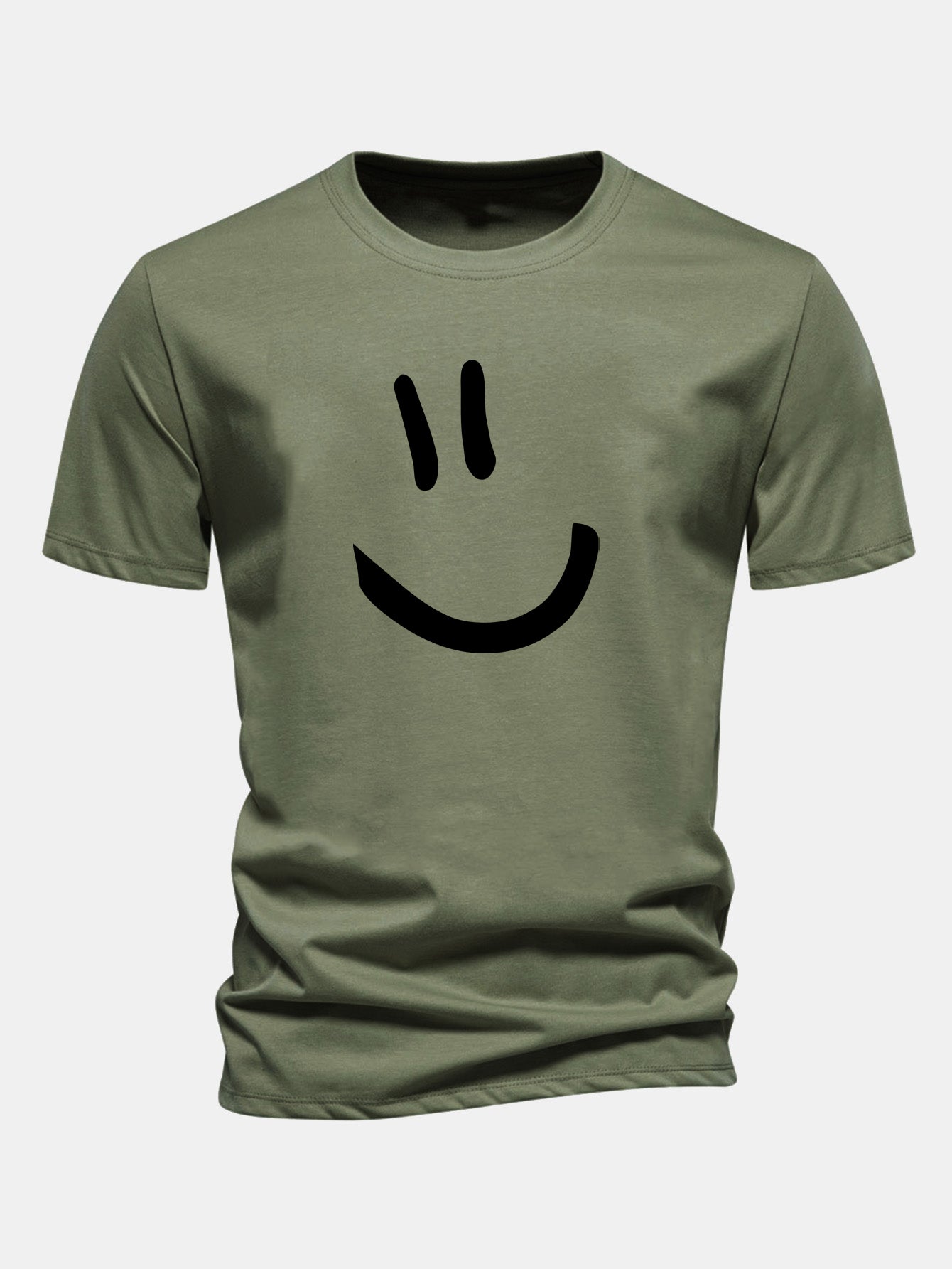 Regular Fit Smiley Face Print Cotton T-Shirt