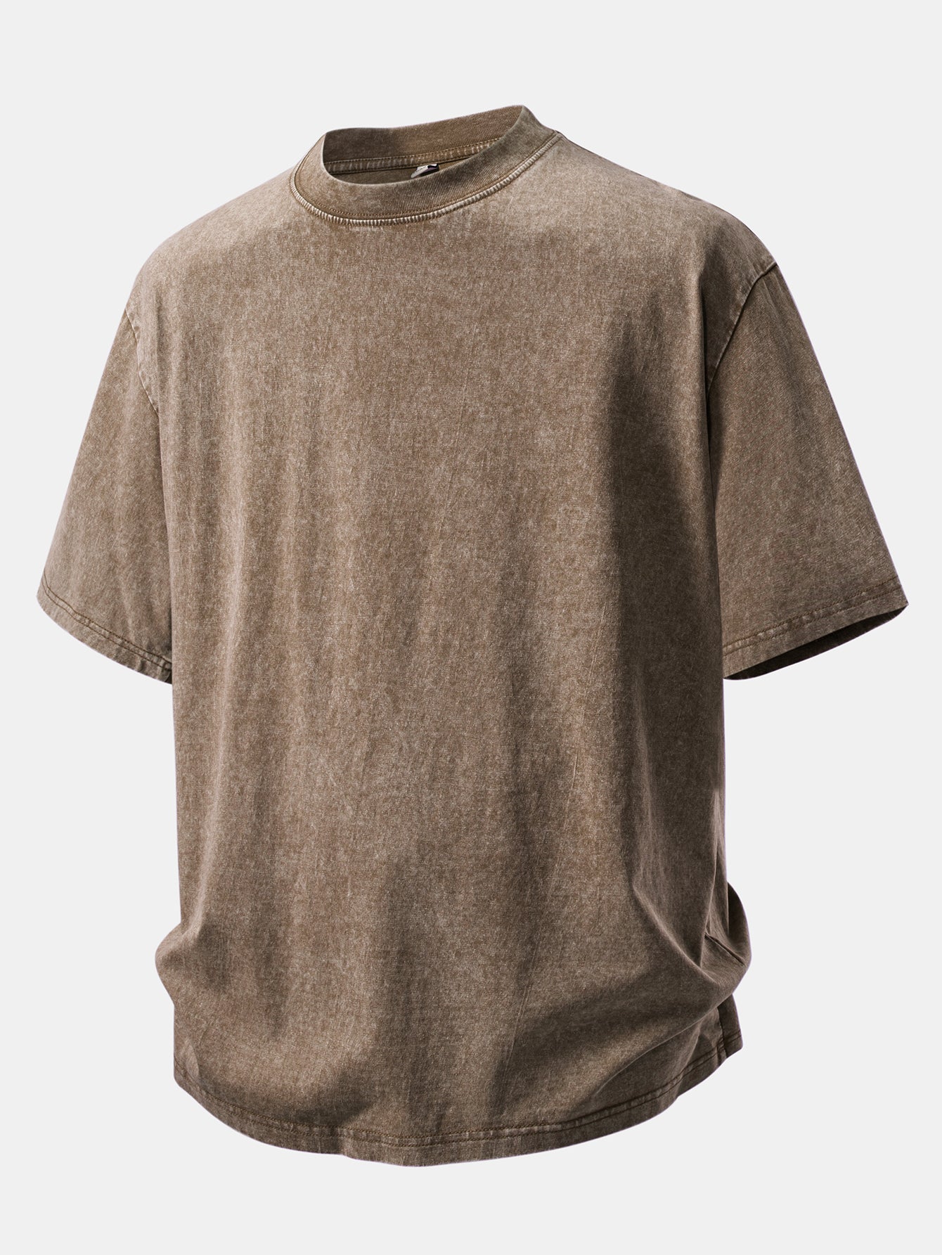 Basic Washed Distressed Drop Shoulder Oversize T-Shirt